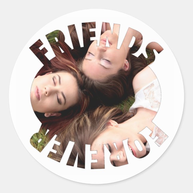 Sticker Rond Meilleurs amis pour toujours photo personnalisée (Devant)