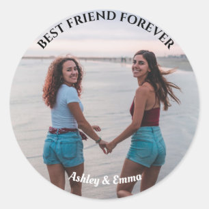 Sticker Rond Meilleurs amis pour toujours Photo personnalisée e
