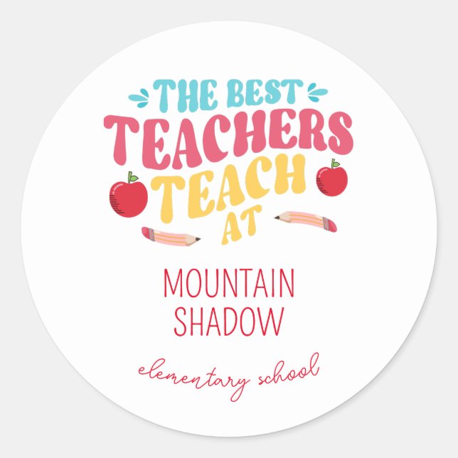 Sticker Rond Meilleurs enseignants Nom de l'école (Devant)