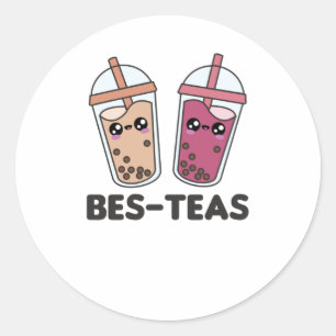 Sticker Rond Meilleurs Thés - Bubble Tea Kawaii Boba Tea Love