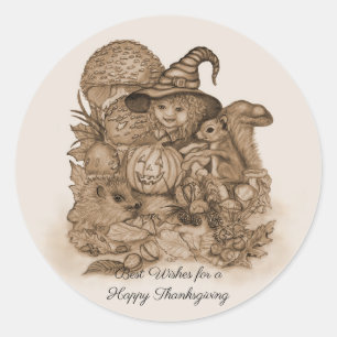 Sticker Rond Meilleurs voeux pour un Bon thanksgiving