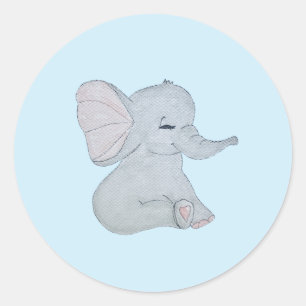 Sticker Rond Mélange adorable de baby showers d'éléphants