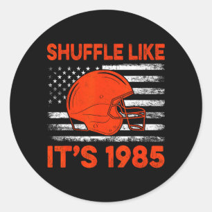 Sticker Rond Mélange Comme Casque de Football Rétro 1985 Design