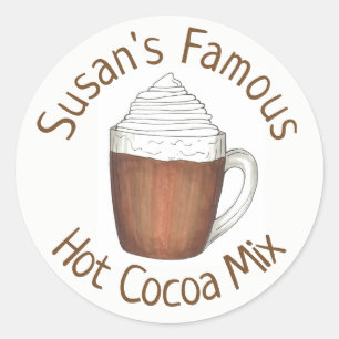 Sticker Rond Mélange de cacao Chocolat Chaud maison personnalis