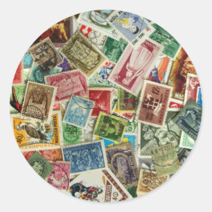 Sticker Rond Mélange de timbres hongrois