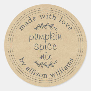 Sticker Rond Mélange d'épices de citrouille fait maison rustiqu
