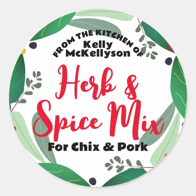 Sticker Rond Mélange d'herbes salées autocollants, Herbes & S.. (Devant)