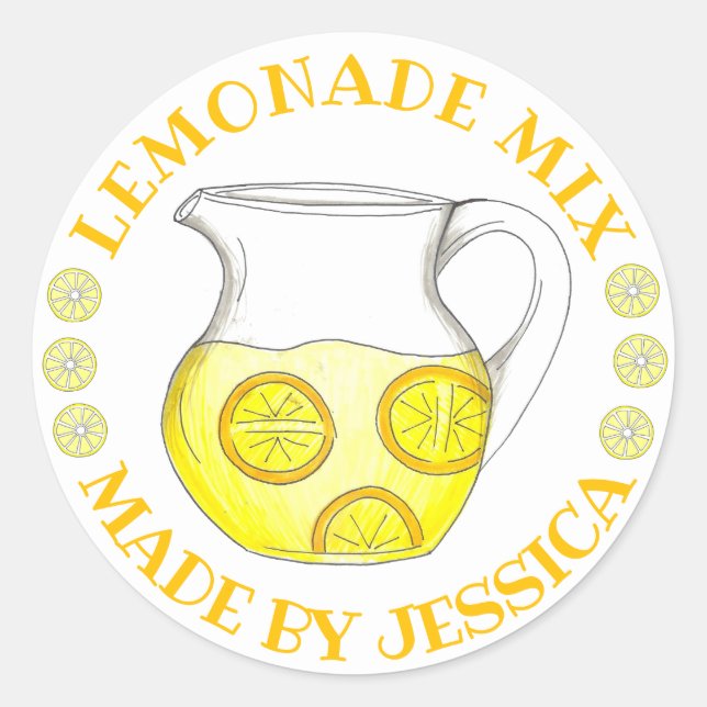 Sticker Rond Mélange Fabriqué Maison Au Citron Ade Lemonade (Devant)