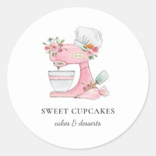Sticker Rond Mélangeur à gâteaux avec chapeau de chef Boulanger