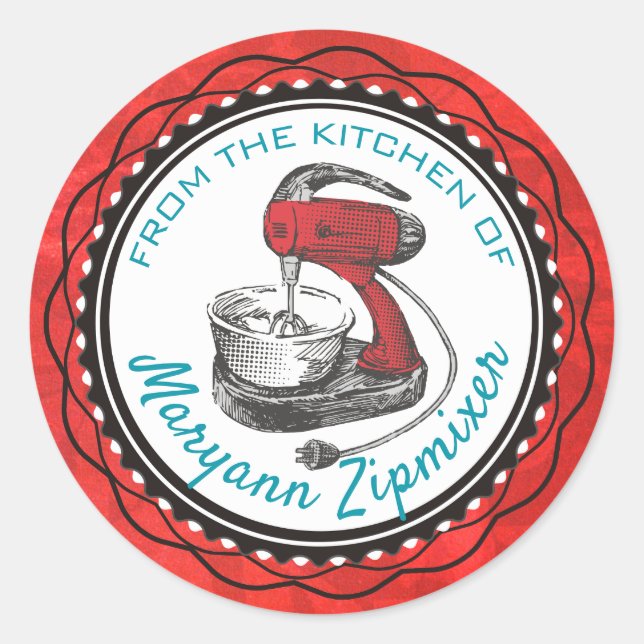 Sticker Rond Mélangeur de stand rétro de la cuisine de l'autoco (Devant)