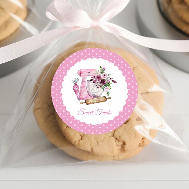 Sticker Rond Mélangeur Rose Boulangerie (Créateur téléchargé)