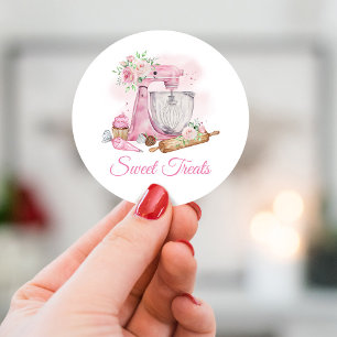 Sticker Rond Mélangeur rose de boulangerie