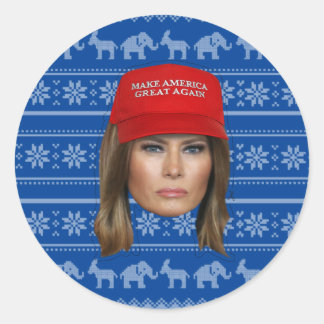 Sticker Rond Melania Trump MAGA Noël