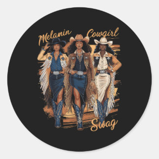 Sticker Rond Melanin Cowgirls African Melanin Cowgirl Swag Blac
