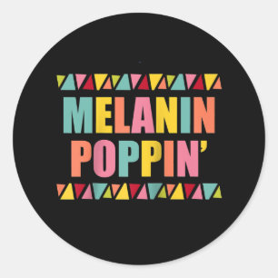 Sticker Rond Melanin Poppin 1990 Hip hop Danse Black Pride