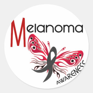 Sticker Rond Melanoma / Cancer de la peau BUTTERFLY 3.1