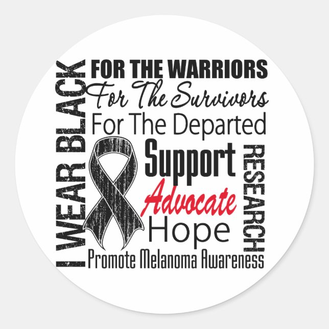 Sticker Rond Melanoma I Wear Black Ribbon TRIBUT (Devant)