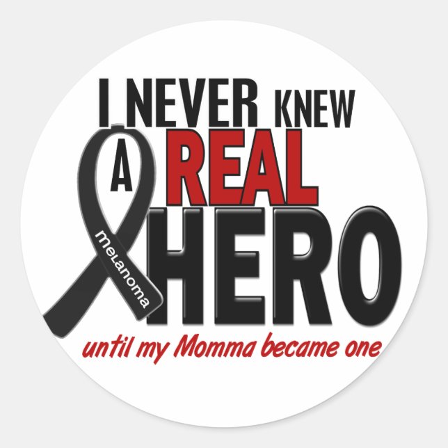 Sticker Rond Melanoma n'a jamais connu un HERO 2 Momma (Devant)