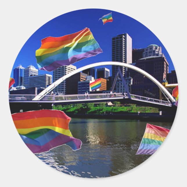 Sticker Rond Melbourne, Australia Pride (Devant)