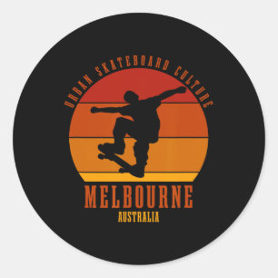 Sticker Rond Melbourne Australie Skateboardeur Urne Skateboard