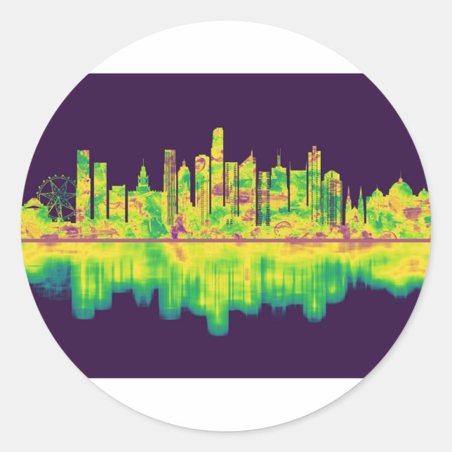 Sticker Rond Melbourne Australie Skyline (Devant)