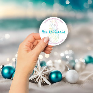Sticker Rond Mele Kalikimaka Ananas de Noël Tropical
