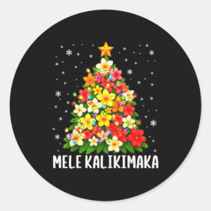 Sticker Rond Mele Kalikimaka Arbre de Noël Pjs Floraux Hawaïens