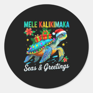 Sticker Rond Mele Kalikimaka Fête Hawaïenne de la Queue Santa T
