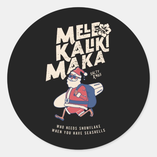 Sticker Rond Mele Kalikimaka Funny Santa Hawaiian Christmas T S (Devant)