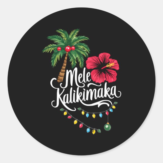 Sticker Rond Mele Kalikimaka Hawaii Santa Hawaiian Merry Christ (Devant)