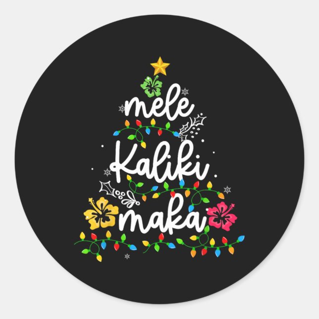 Sticker Rond Mele Kalikimaka Hawaiian Christmas Hawaii Tropical (Devant)