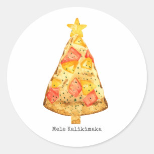 Sticker Rond Mele Kalikimaka Joyeuse pizza hawaïenne de Noël