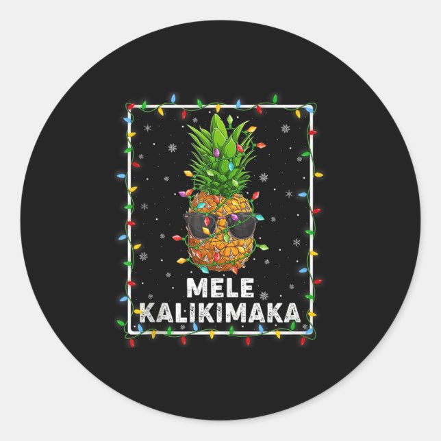 Sticker Rond Mele Kalikimaka Ne Xmas Lights Hawaiian Christmas  (Devant)