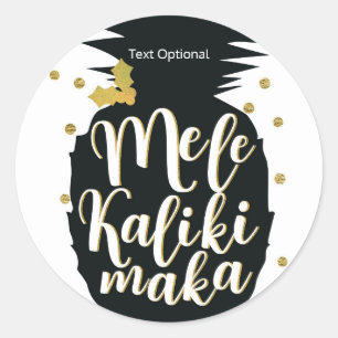 Sticker Rond Mele Kalikimaka Noël personnalisé Ananas Fêtes de 