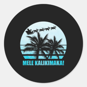 Sticker Rond Mele Kalikimaka Noël Rétro Hawaïen Famille Va