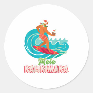 Sticker Rond Mele Kalikimaka Père Noël Noël En Juillet