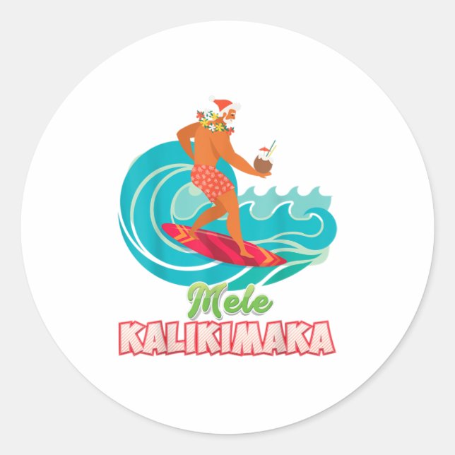 Sticker Rond Mele Kalikimaka Père Noël Noël En Juillet (Devant)