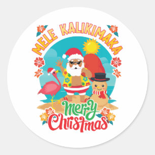 Sticker Rond Mele Kalikimaka pour un Noël hawaïen brillant