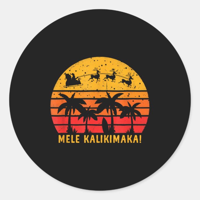 Sticker Rond Mele Kalikimaka Retro Hawaiian Christmas Family Va (Devant)