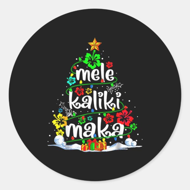 Sticker Rond Mele Kalikimaka Trocal Christmas Hawaiian Santa Xm (Devant)