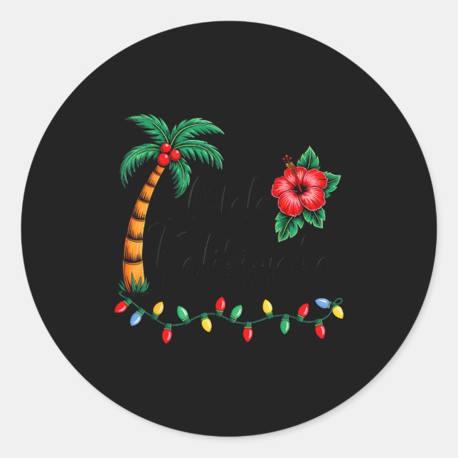 Sticker Rond Mele Kalikimaka Trocal Christmas Hawaiian Xmas Fam (Devant)