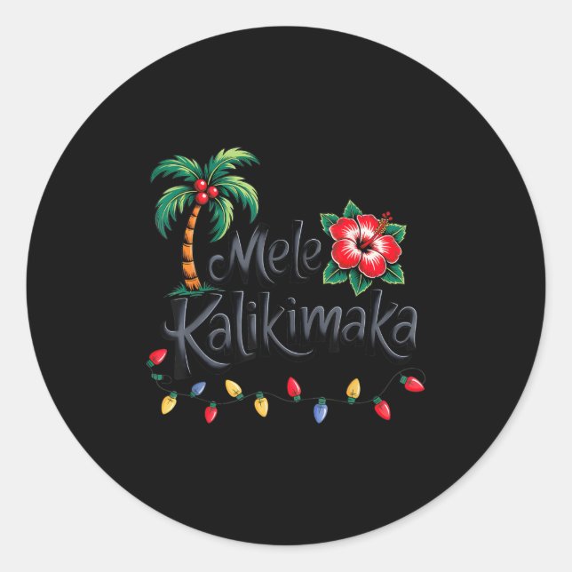 Sticker Rond Mele Kalikimaka Trocal Christmas Hawaiian Xmas Fam (Devant)