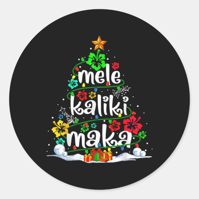 Sticker Rond Mele Kalikimaka Tropical Christmas Hawaiian Père N (Devant)