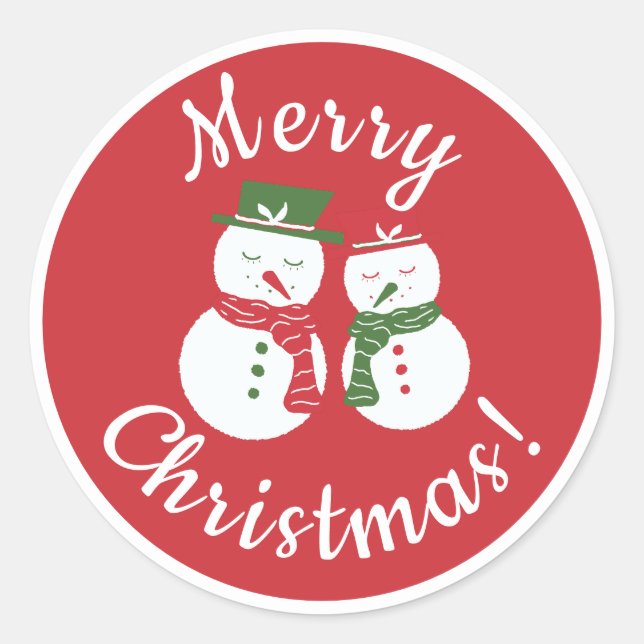 Sticker Rond Mellow Snowmen - Xmas red and green custom + rim. (Devant)