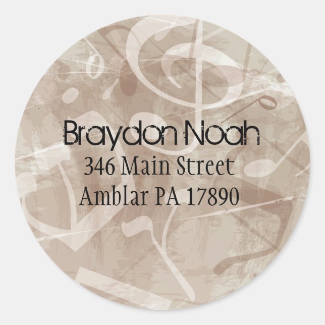 Sticker Rond MELODY de l'autocollant d'adresse de retour TORAH (Devant)