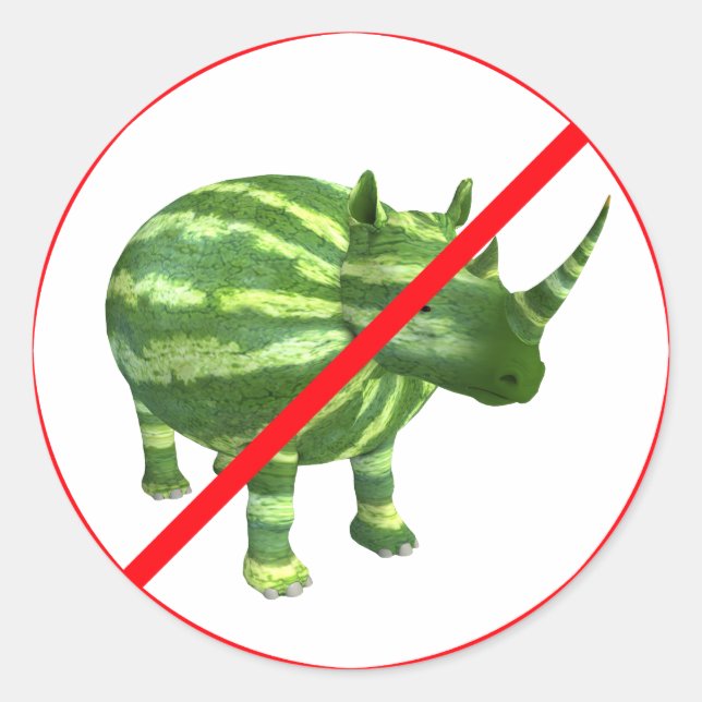 Sticker Rond Melon Rhinos Interdit ! (Devant)
