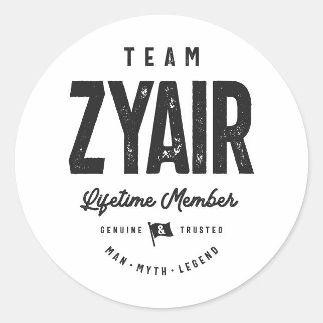Sticker Rond Membre à vie Zyair Nom personnalisé Zyair (Devant)