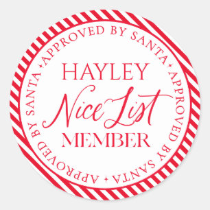 Sticker Rond Membre De La Liste De Nice Approuvé Par Père Noël 