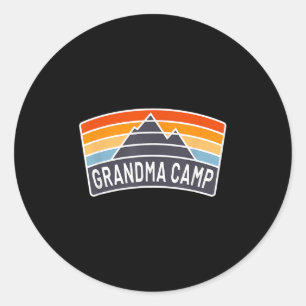 Sticker Rond Mémé amusante campée nuitée camping petits-enfants