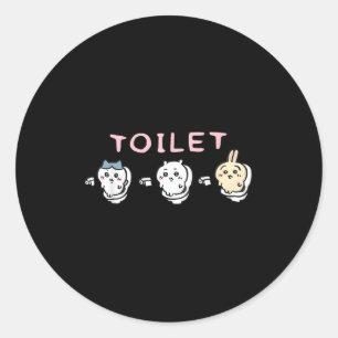 Sticker Rond Mémé Chikawa drôle de temps aux toilettes